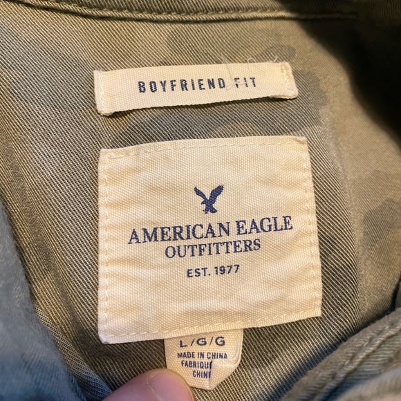 American Eagle Boyfriend Fit Shirts Womens Large Green Ahh-Mazingly Flannel Camo - Picture 3 of 11
